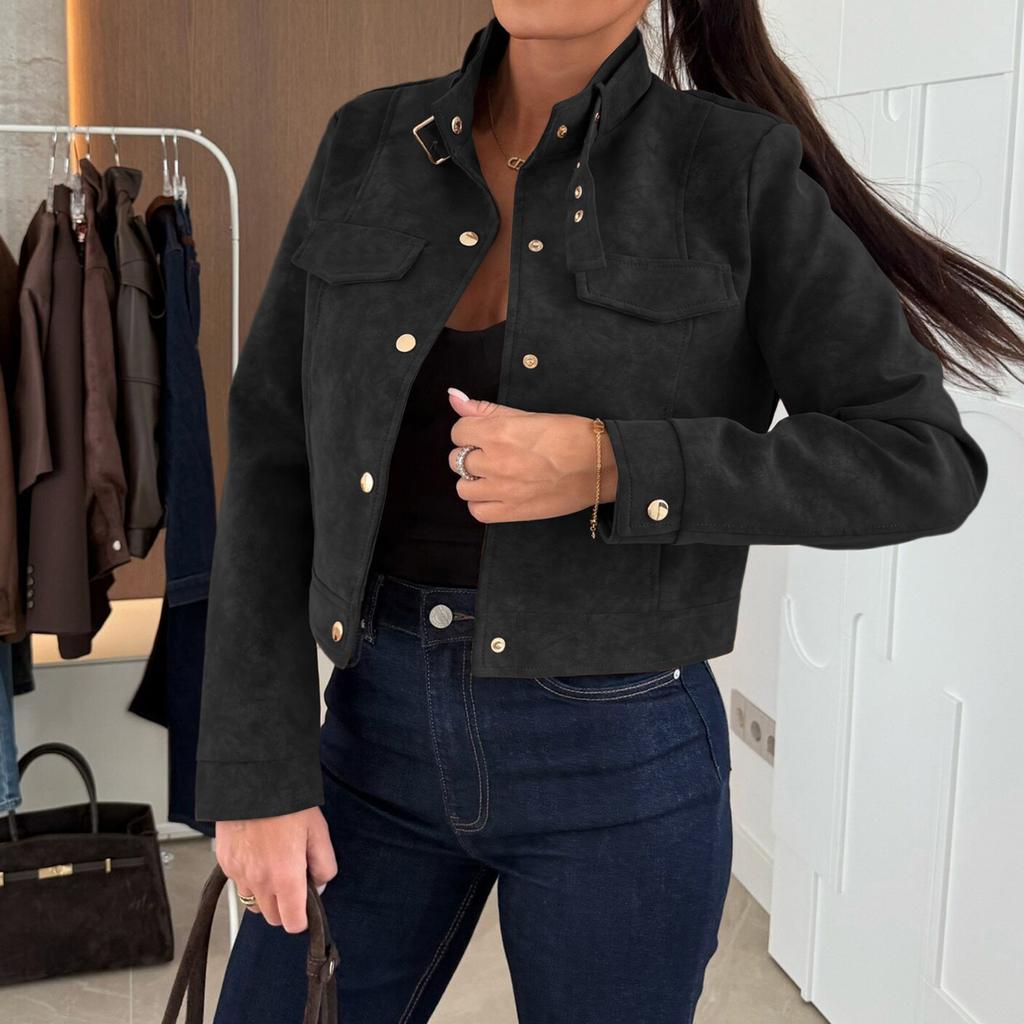 Women's Fashion Solid Color Tops Long Sleeve Jacket Zipper Coat