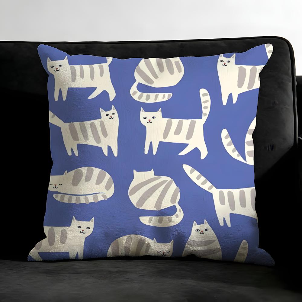 Cute Cat Cushion Cover Pillowcase Ultra Soft Skin Friendly Fabric Cloud Like Comfort & Concealed Zipper
