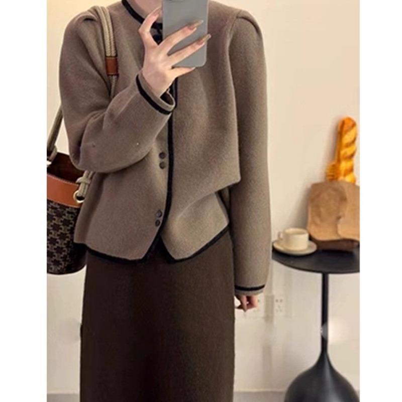 Korean Style Autumn New Sweater Cardigan Women's Loose Slimming Sweater Bow Round Neck Temperament Jacket