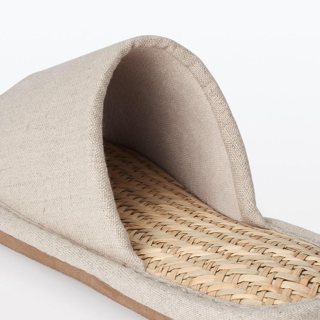 MUJI Malai Grass Open XL Slippers, Front, 84774881, Natural,