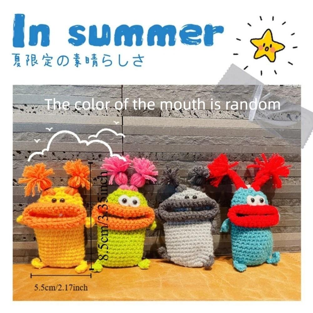 Gift Sausage Mouth Key Bag Knitting Key Case Big Mouth  Key Pendant Hand Woven Wool Key Bag