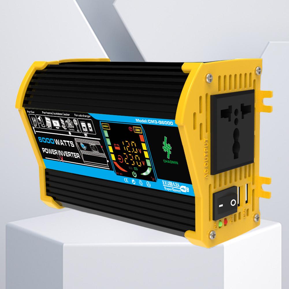 6000W Inteligentní Měnič Napětí DC 12V Na AC 110V 220V Dvojitý USB Autonapěťový Transformátor Vozidlový Chytrý Měnič pro iPad Telefon