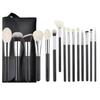 15dílná sada štětců na make-up s dřevěnou rukojetí a měkkými zvířecími štětinami: Obsahuje štětce na pudr, tvářenku a oční stíny