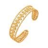 Elegant Hollow Leaf Open Stainless Steel Women's Bracelet with 18K Gold Vacuum Plating