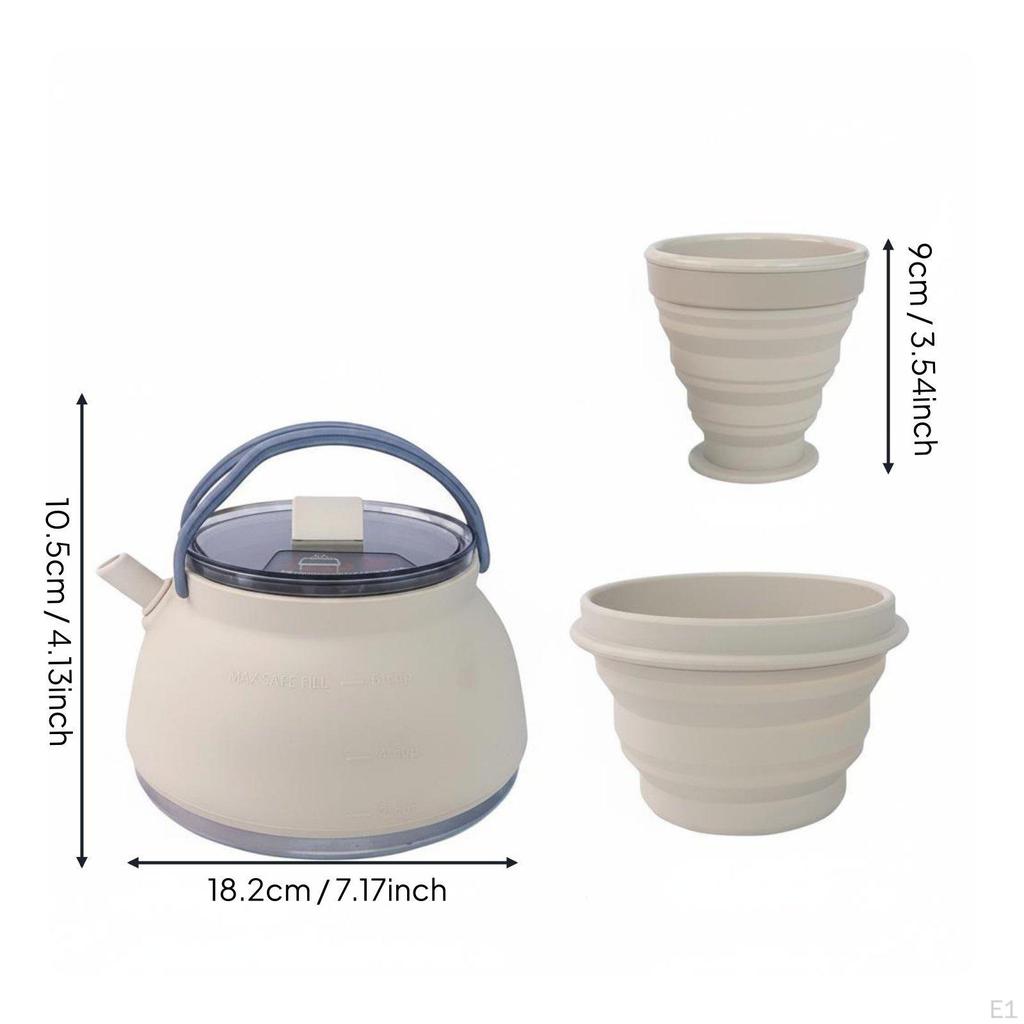 Foldable Silicone Kettle Lightweight Camping Teapot Space Saving Portable Water Boiler for