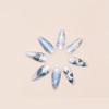 24pcs Gradient Blue False Nails Sets With Diamond Pearl Design Almond Press On Nails Art Datachable Bow Fake Nail Tips Manicure