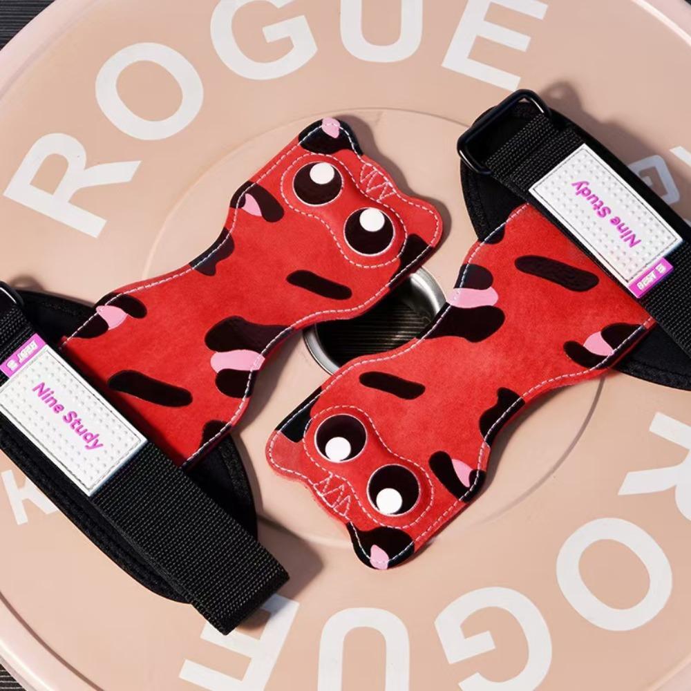 1 Pair Non-slip Kitty Wrist Straps Leather Deadlift Power Straps Cat Fitness Power Straps Pull-ups