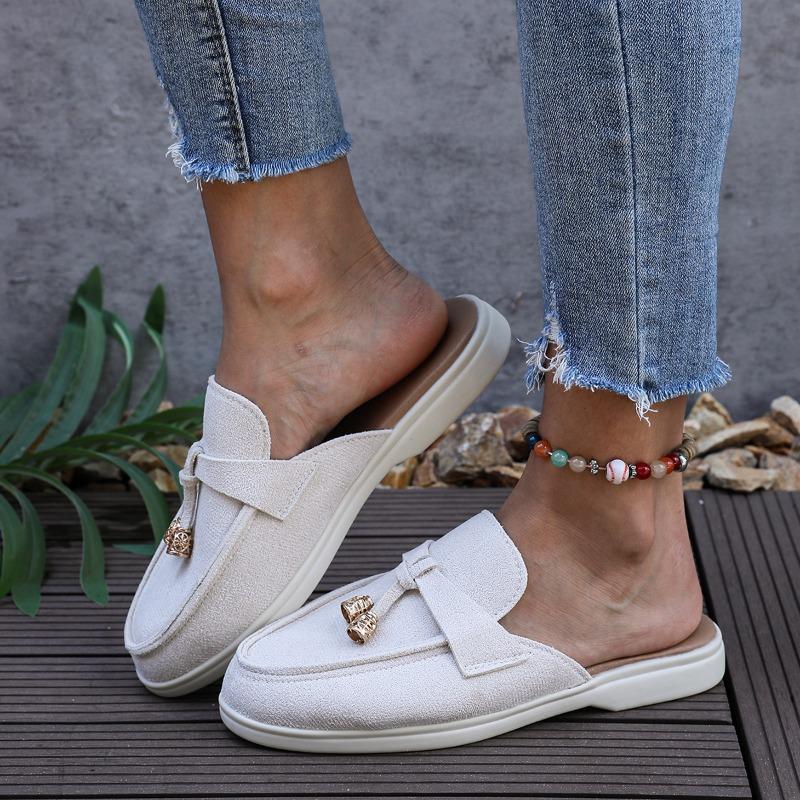 Women's Spring New Women's Wrap Head Half Drawback Wearing One Pedal Muller Lazy Shoes Casual Half Drawback