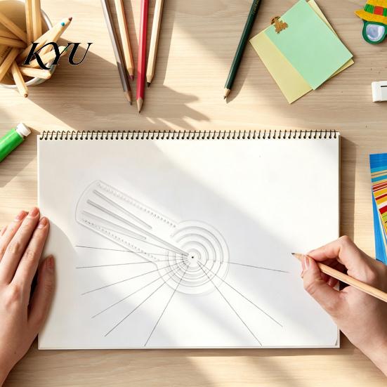 Portable Painting Accessory Mandalas Ruler Tool with Holes, Dot Art Circle Maker, Compass DIY Meditation Drawing Kit Protractor Straight Dotting