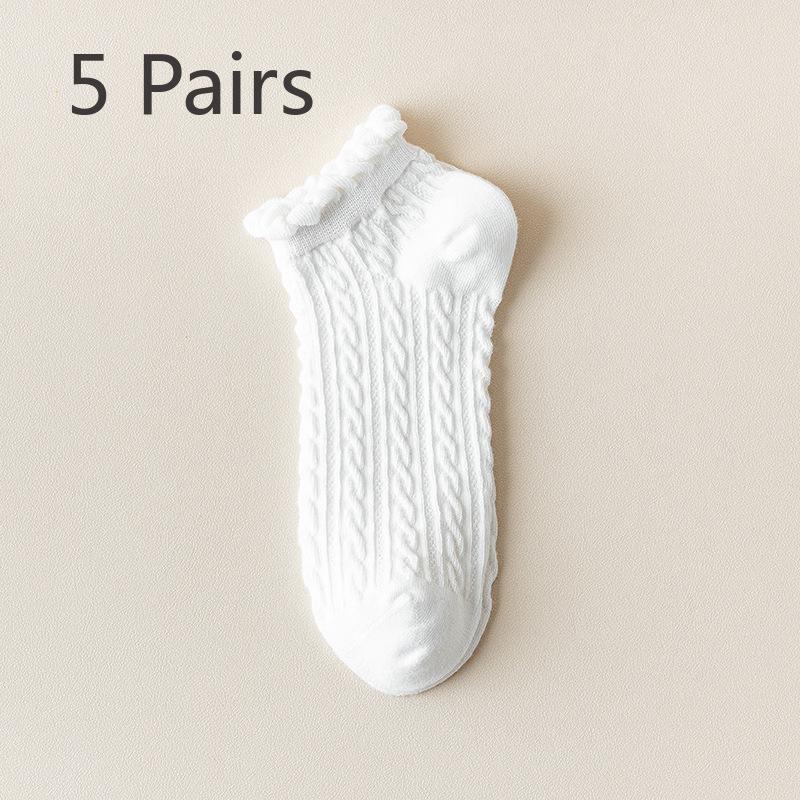 5 Pairs of Women's Summer Thin Retro Pure Cotton Twist Sports Socks