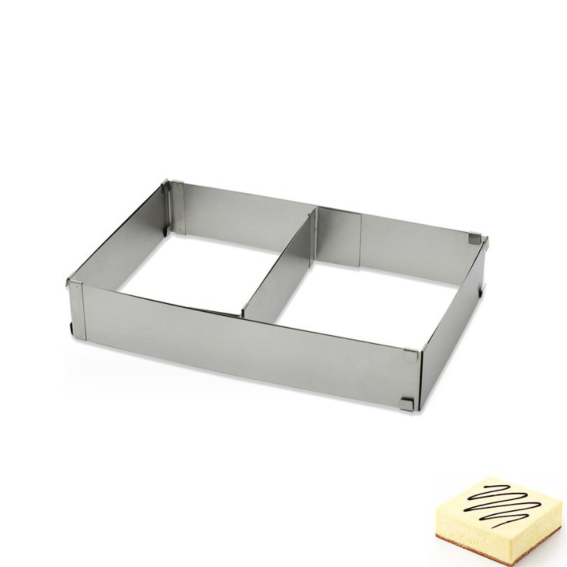 

Stainless Steel 11-21 Inch Rectangular Adjustable Cake Circle Heavy Duty Customizable Pastry Mould Professional Baking Tool