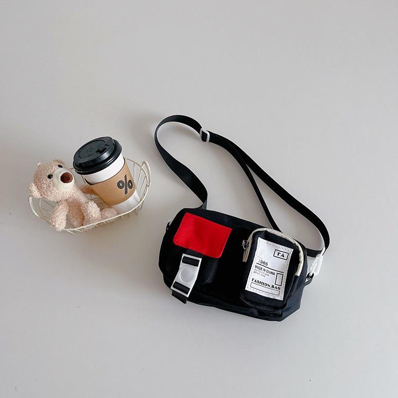 Adorable Kids Oxford Cloth Shoulder Bag Cute Color Block Design For Boys And Girls