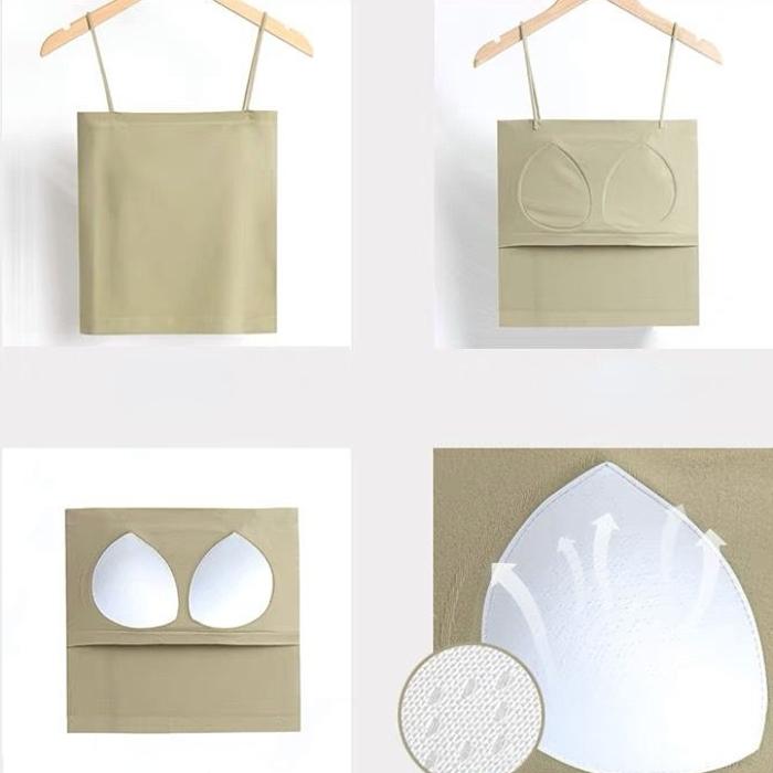 Strap with Chest Pad Vest Suspender with Thin Shoulder Strap Bra Underwear Sleeveless Top Female Slim Solid Color Tank Top