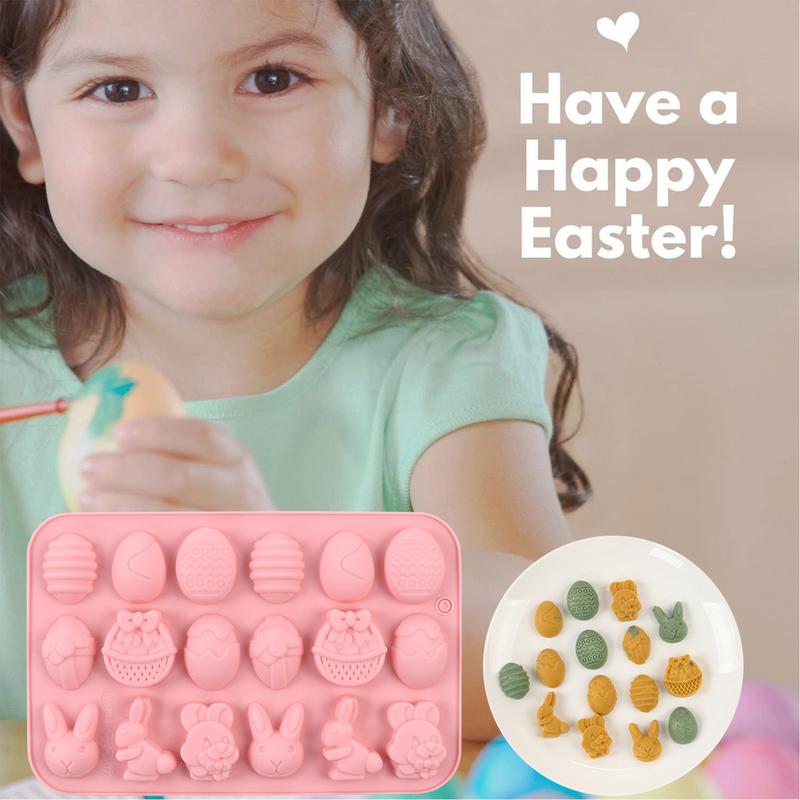 Easter Silicone Cookie Mold Chocolate Molds Bunny Egg Silicone Baking Mold Egg Pattern Resin Molds Safe Bunny Cookie Molds For