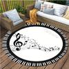 Note Piano Keys Round Rug Floor Mat Doorway Rug With Nonslip Backing Outdoor Patio Camping Rug Floor Mat Living Room Bedroom Decoration