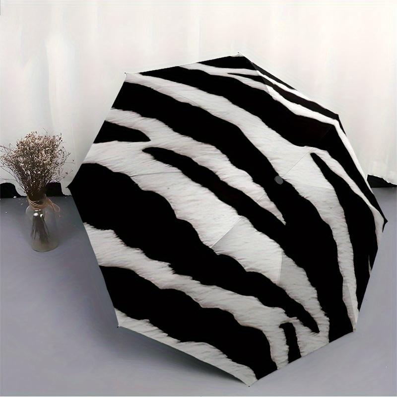 1 st Zebra-mönster Djur Automatisk Öppning/Stängning Paraply med Enknapp, Vindtålig Design Lätt Bärbart Paraply för Kvinnor & Män6032