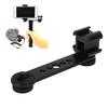 Triple Cold Shoe Extension Bracket Aluminium Alloy Microphone Stand Mount Adapter for Tripod Monopod Stabilizer