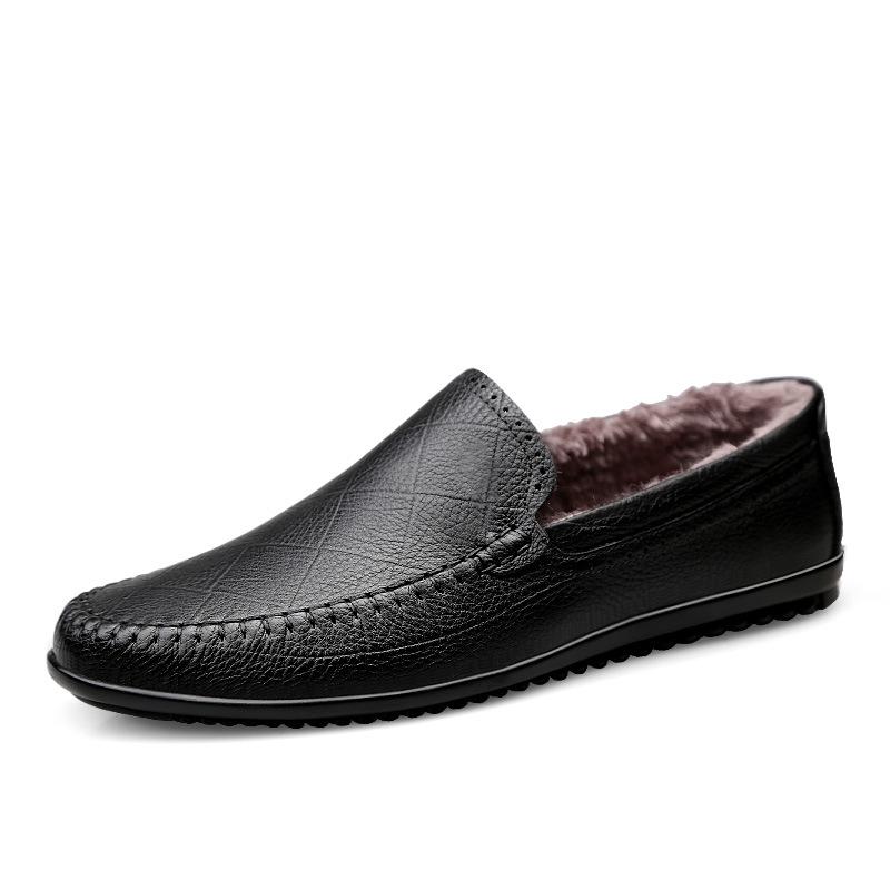 Men s Low-Top Leather Slip-On Loafers - Casual Flat Driving Moccasins 47