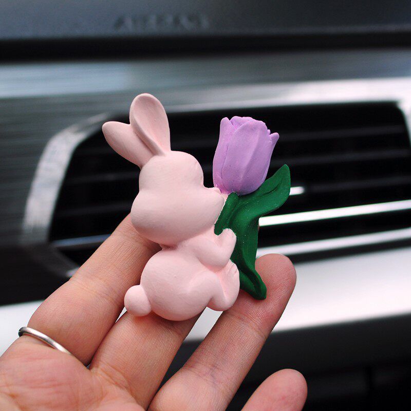 Cute Internet-Famous Bunny Car Air Freshener, Long-Lasting Aroma Diffuser, Car Vent Bouquet Decoration Clip, Gift for Girls