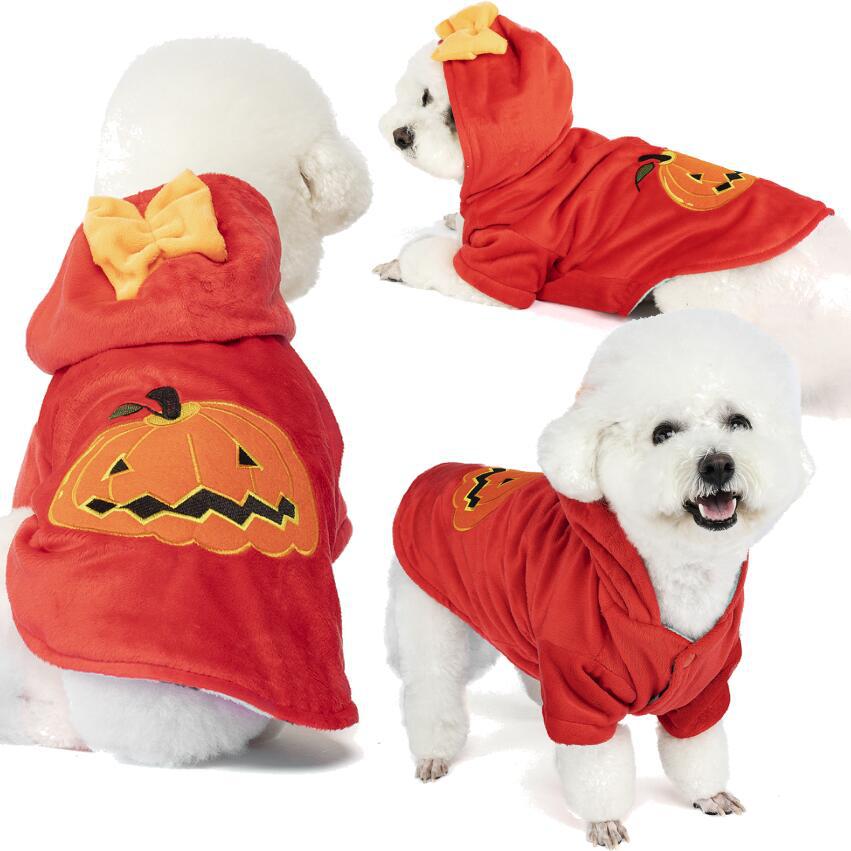 New Pet Clothes Halloween Puppy Pumpkin Clothes Cat Autumn & Winter Coat Suitable For Small And Medium-Sized Pets.
