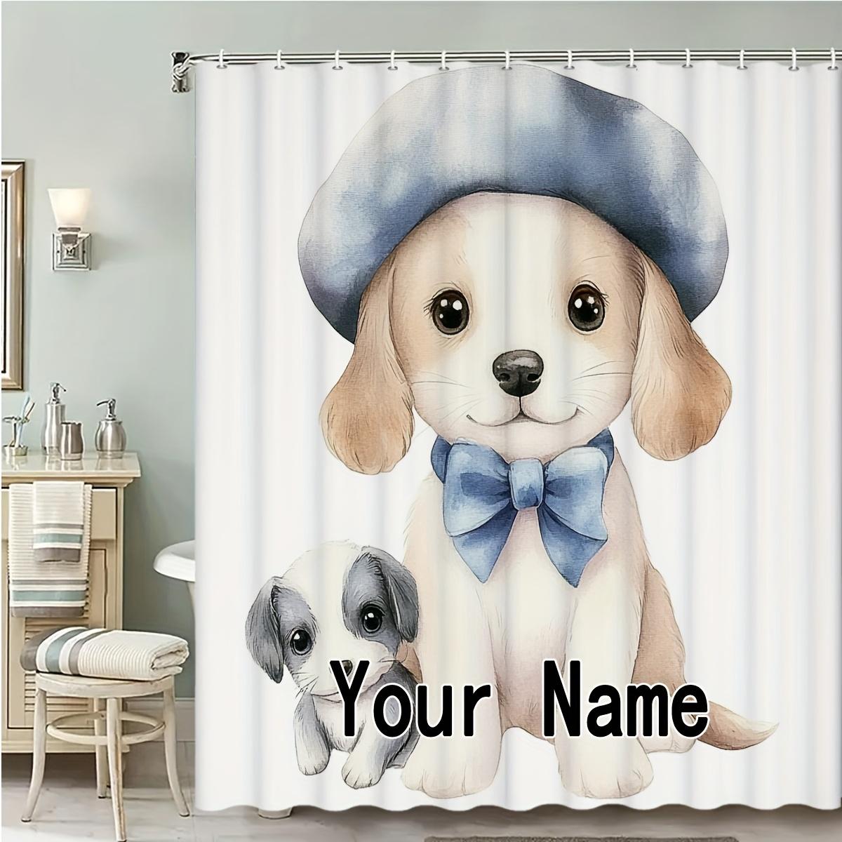 

Charming Puppy with Bow Tie Shower Curtain - Water-Resistant Fabric for Bathroom - Ideal Gift for Dog Lovers W90XH180cm