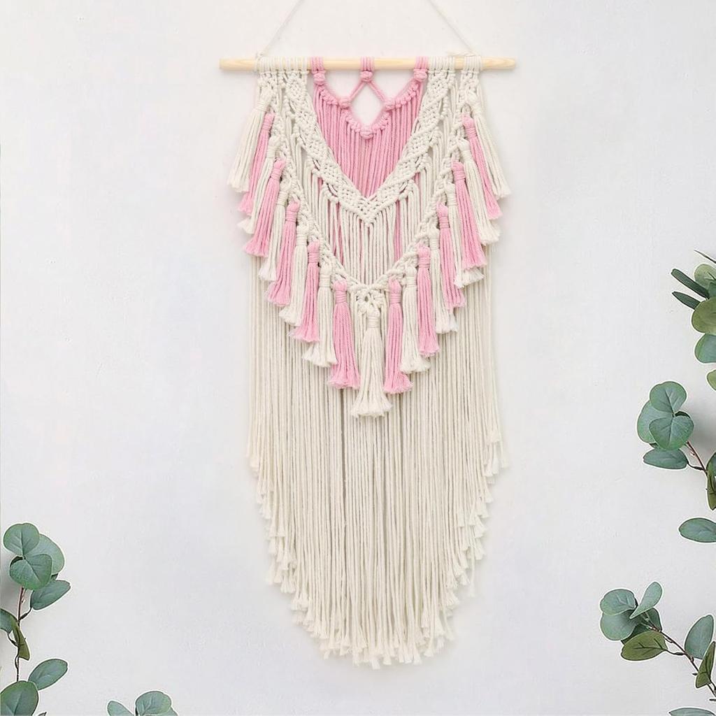 LB Macrame Wall Hanging Boho Macrame Wall Decor, Sunset Wall Art Dream Catcher Hand Woven Wall Art Boho Colorful Sun Tapestry for Bedroom Living Room