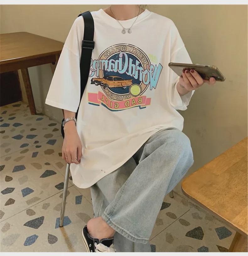 2021 Summer Women's Harajuku-Style Loose Fit Short-Sleeve T-Shirt