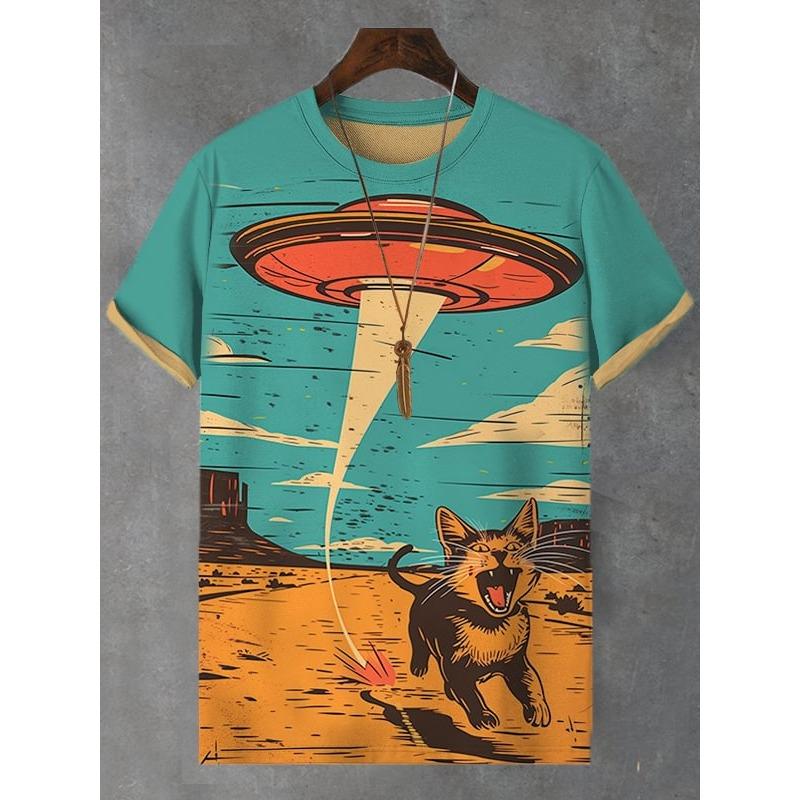 2026 New Samurai Cat 3D Men's T-shirt Fashion Cool Daily T shirt Casual Short Sleeve Top Outdoor Holiday