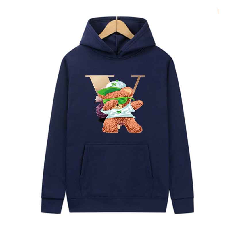 Spring Autumn Fashion Casual Hooded Sweatshirt Men Women Fashion Simple Hoodie Creative Little Bear Dancing Printing Unisex Top