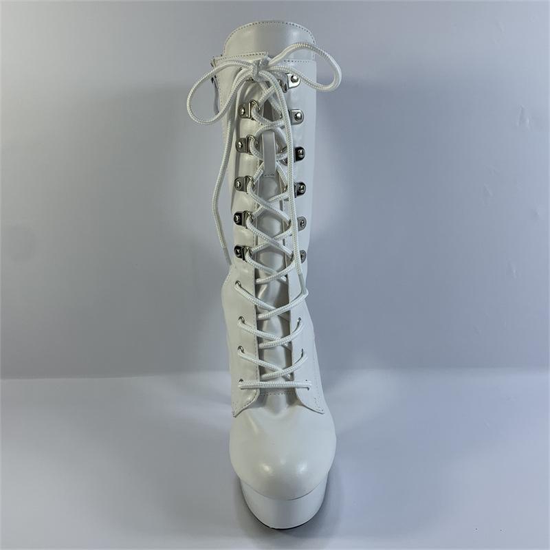 15 cm Lackleder Plateau Kniehohe Stiletto Lange Lederstiefel und Schnürung Super Langer Schaft Super Hoher Absatz Performance YKC