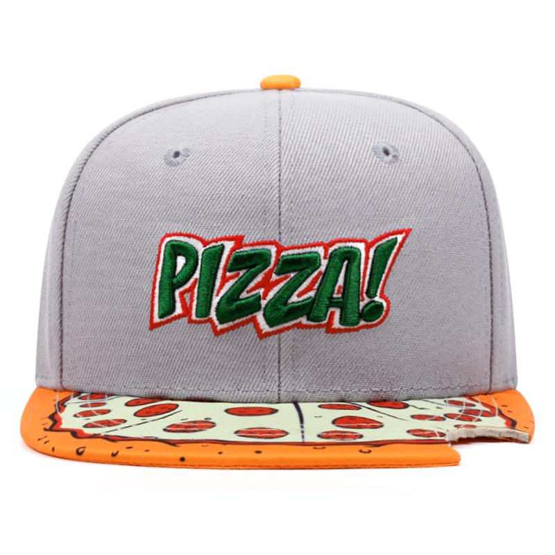 2026 Pizza Embroidery Printed Flat Brimmed Hat Men's Novel Hip Hop Hat Women's Outdoor Sports Sunscreen Baseball Hat Casual Hat