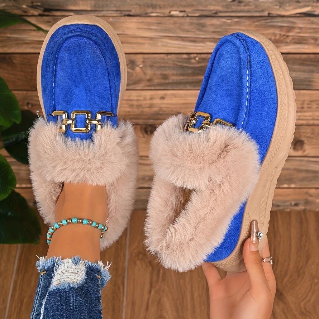 Women's Winter New Versatile Snow Boots, Fashionable Plus Size Thick Sole Height Increasing Slip-On Lazy Shoes