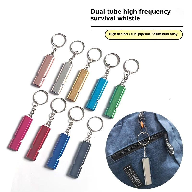 Dual Frequency Survival Whistle Flat Metal Whistle For Outdoor Hiking Climbing Emergence Whistle Cheerleading Souvenirs