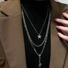 Female Niche Collarbone Chain Three-Layer Bear Star Tassels Necklace Student Simple Temperament Cold Wind Necklace