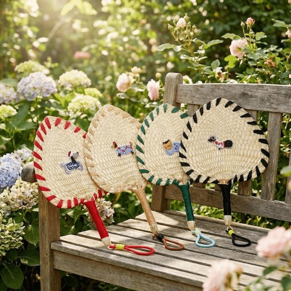 Cartoon Straw Woven Fan Animal Pattern Decorative Fan Portable Handheld Fan  Photography