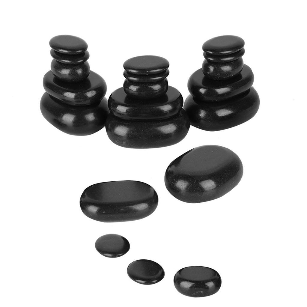 20Pcs/Set Hot Spa Black Basalt Oval Shape Stone Essential Oil Pedicure Massage