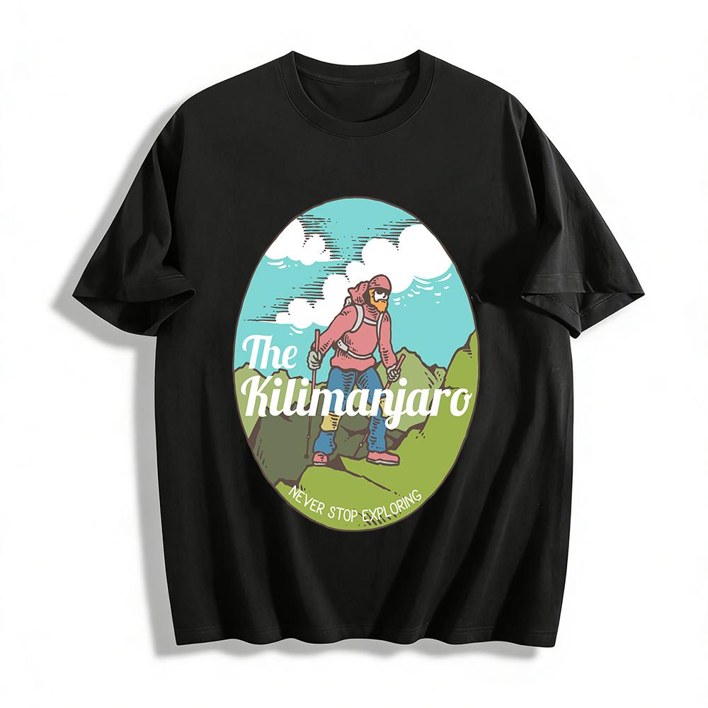 

Kilimanjaro Outdoor Exploration Graphic Casual Long Sleeve Tee Pure cotton T-shirt XXS