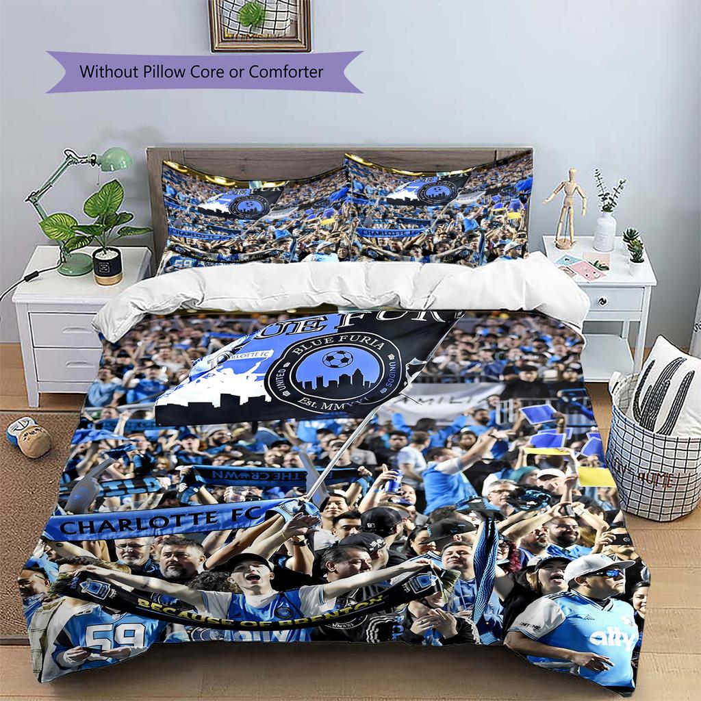 Charlotte FC Pattern Bedding Home Decoration Birthday Gift (1 * duvet cover + 2 * pillowcase, without core)
