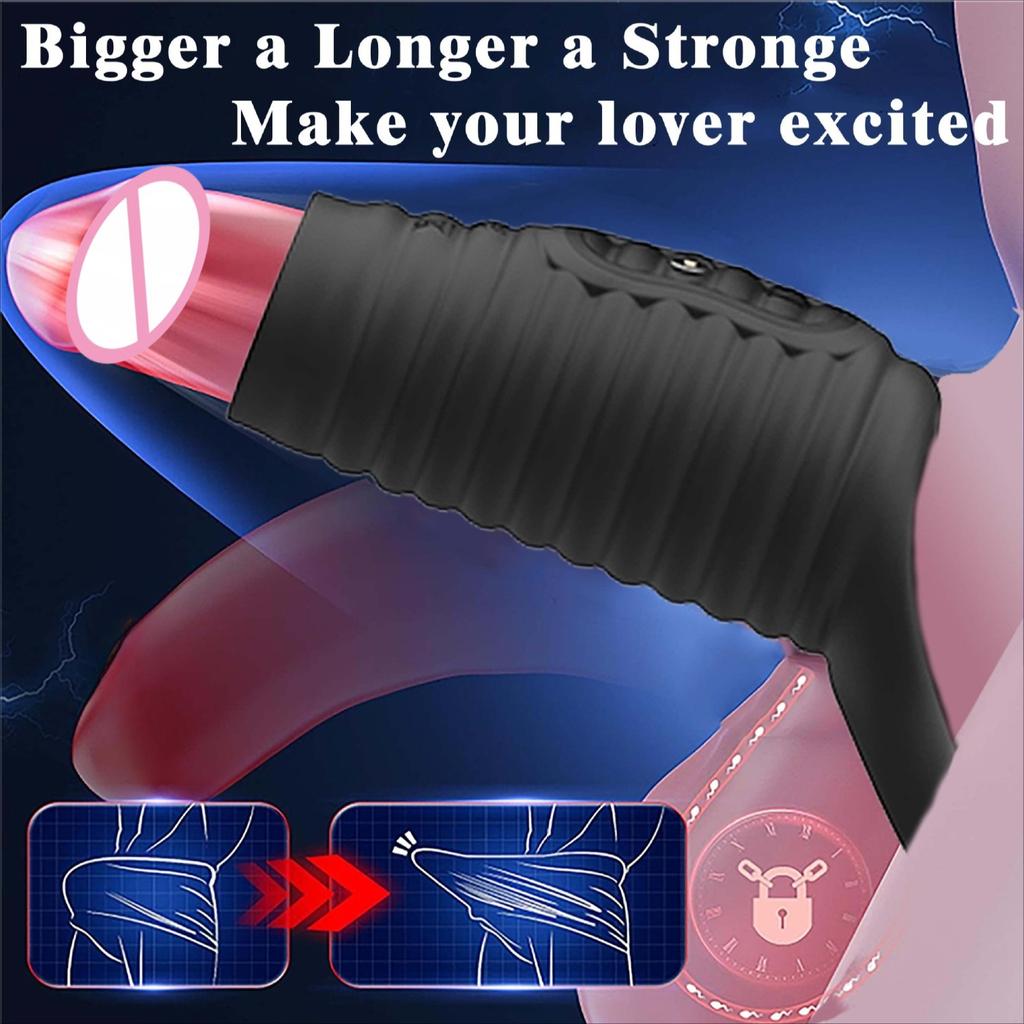 Penis Sleeve Vibrator Penis Erection Enhancer Male Delay Ejaculation G Spot Vibrating Stimulator Cock Ring Adult Sex Toy for Men