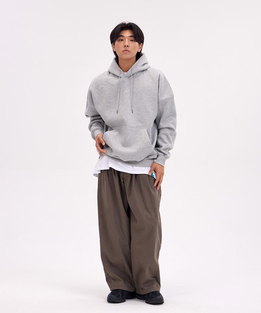 Oversized Wide Shoulder Hoodie_Melange
