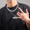Zircon Copper Necklace Simple Hip Hop Lightning FEEZY Letter Pendant Necklace Accessories