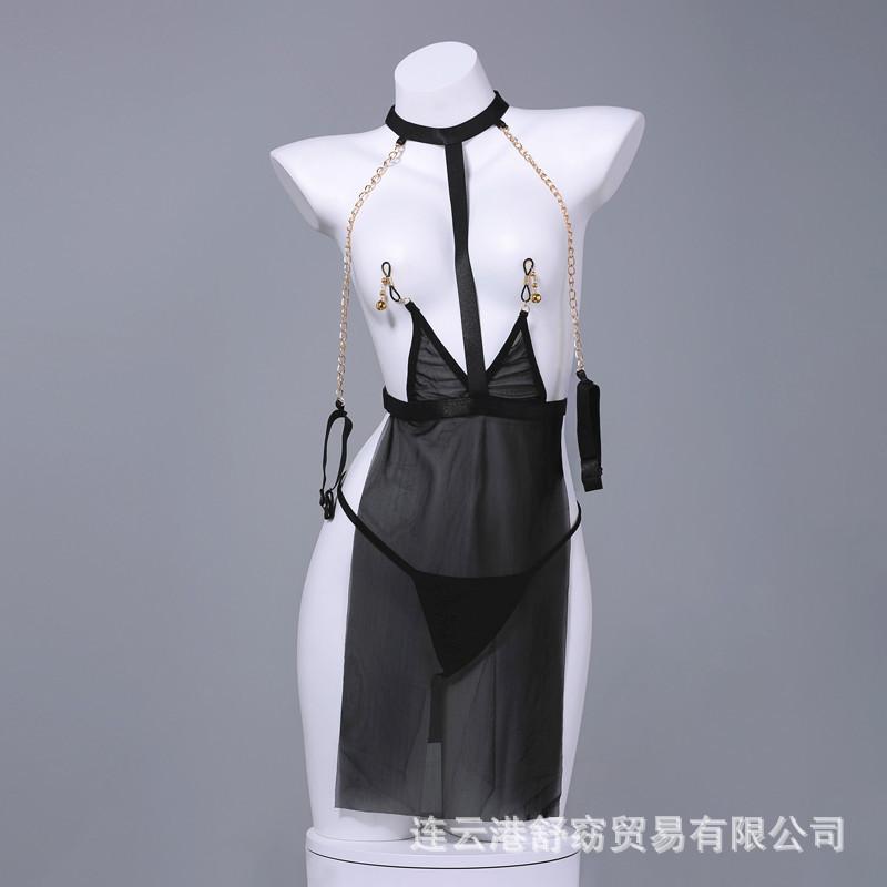 Sex Underwear Sexy Hollow Breasts Passion Bed Robe Mesh Perspective Uniform Temptation Sex Dress