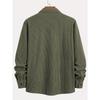 Men Corduroy Shirt Long Sleeve Plaid Solid Color Wrinkle Free Business Casual Slim Fit Top