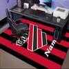 Custom Name Black Stripes Athletico Crest Rug Game Carpet, Floor Mat for Bedroom Living Room Entryway Rug, Home Decor Gift for Christmas Birthday