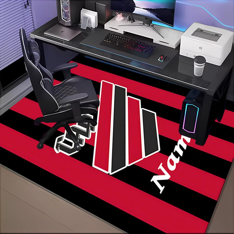 Custom Name Black Stripes Athletico Crest Rug Game Carpet, Floor Mat for Bedroom Living Room Entryway Rug, Home Decor Gift for Christmas Birthday