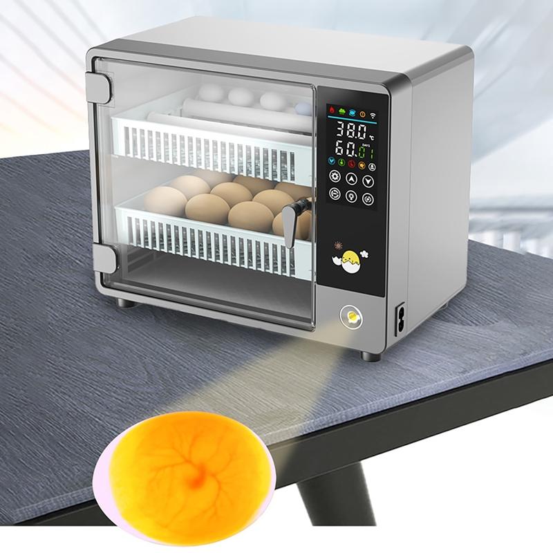 24 Eggs Temperature Control Touch Screen Fully Automatic Incubator Dual Power Household Incubator for Chicken Duck Goose Pigeon