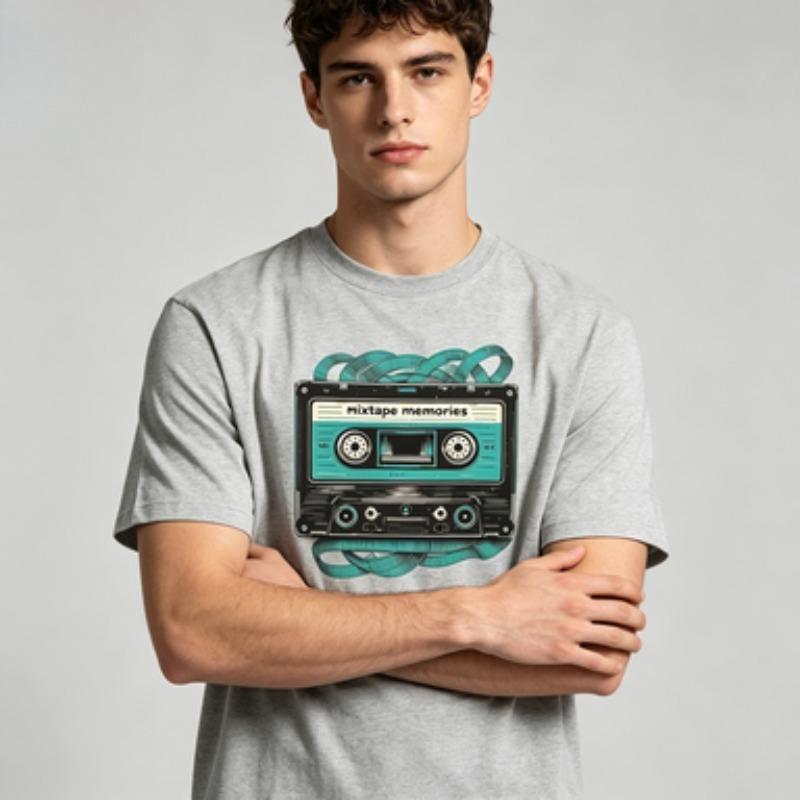 Unisex 100 Cotton Retro Music T Shirt Mixtape Memories Cassette Tape Graphic Print Short Sleeve Vintage Male Street Tees