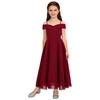 Girls Elegant Chiffon Party Dress Off the Shoulder Spaghetti Strap Adjustable A-Line Floor Length Gown