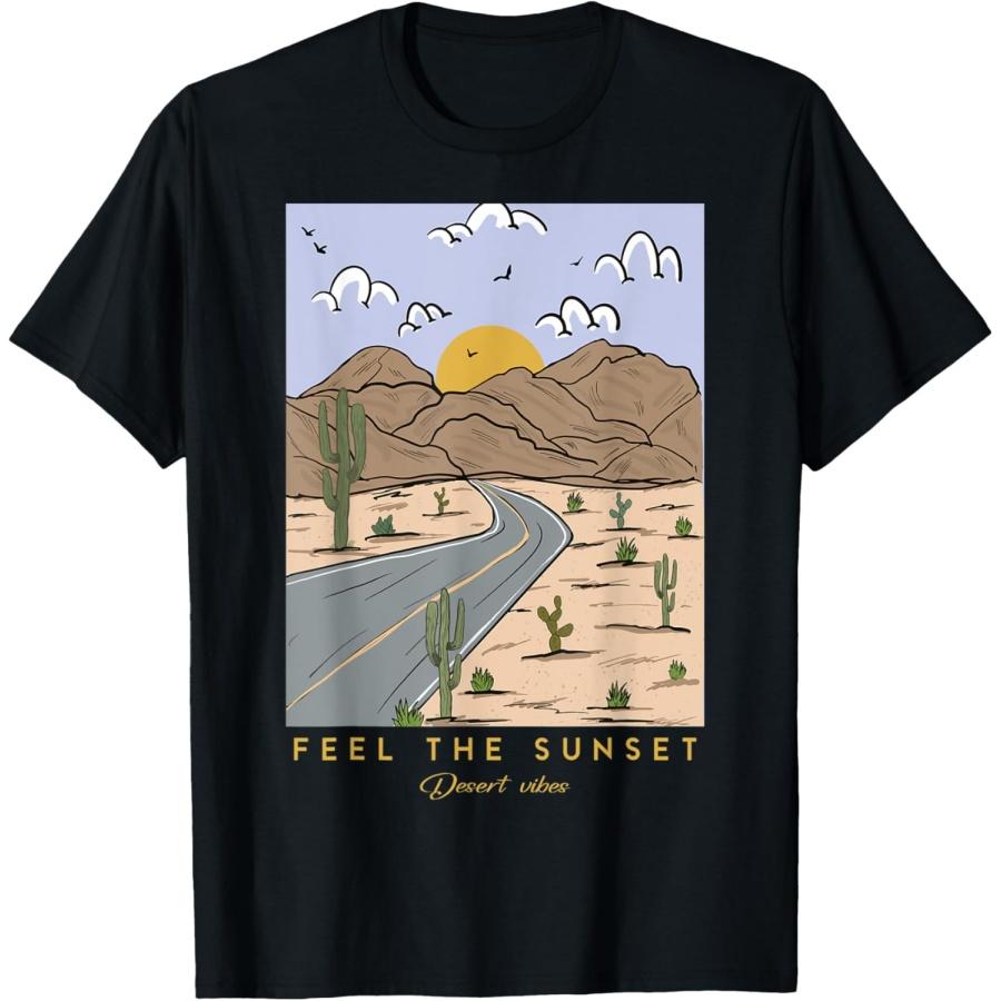 

Vintage Feel Sunset Cactus Mountain Explore Desert Vibes T-Shirt XXXXXL чорний