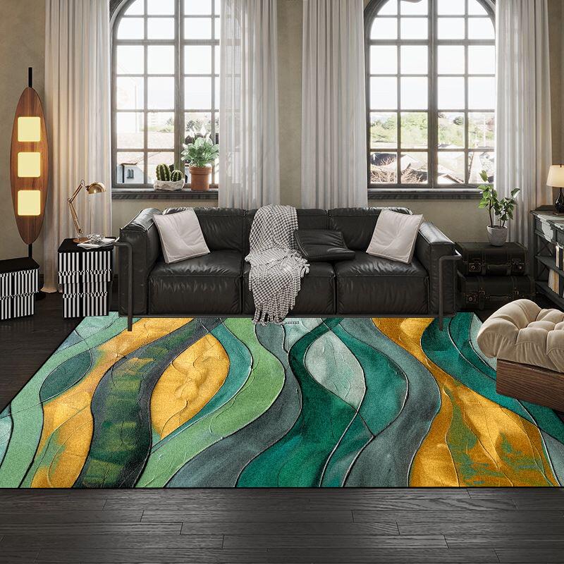 European Abstract Geometry Living Room Large Carpet Bedroom Non-slip Sofa Soft Rugs 140x200 Washable Leisure Balcony Foot Mats